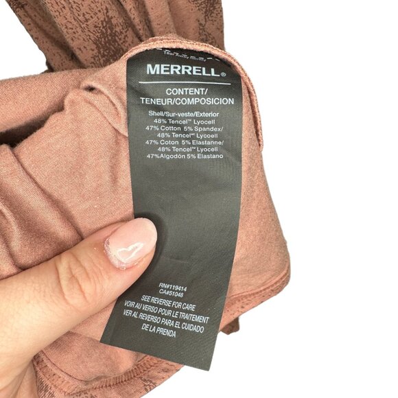 Merrell Knit Casual Midi Dress Burlwood Prism Print with Pockets Size Small - Picture 5 of 6